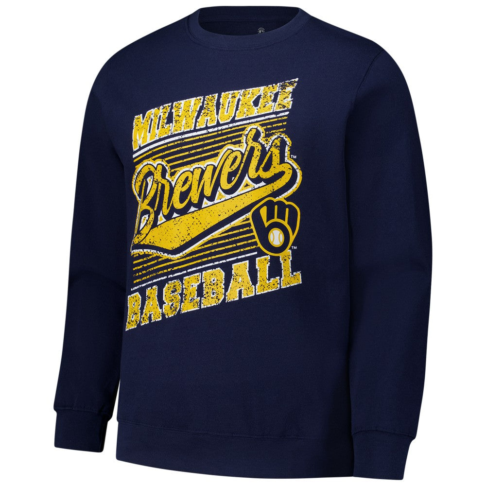 Milwaukee Brewers Stitches Lightweight Crew Sweatshirt - Navy Sweatshirts