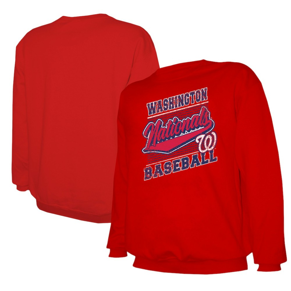 Washington Nationals Stitches Lightweight Crew Sweatshirt - Red Sweatshirts