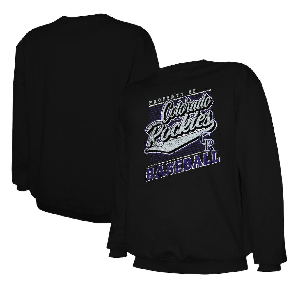 Colorado Rockies Stitches Lightweight Crew Sweatshirt - Black Sweatshirts