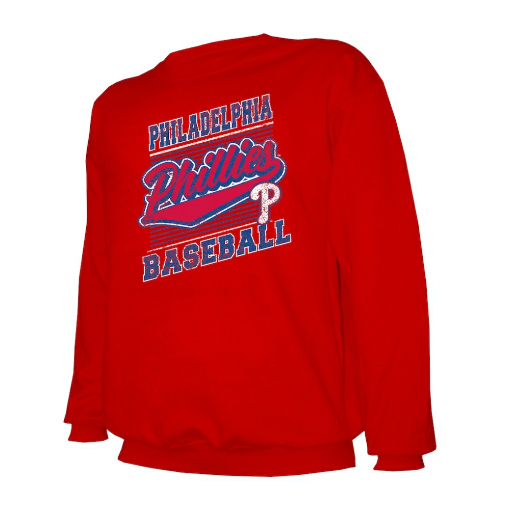 Philadelphia Phillies Stitches Lightweight Crew Sweatshirt - Red Sweatshirts