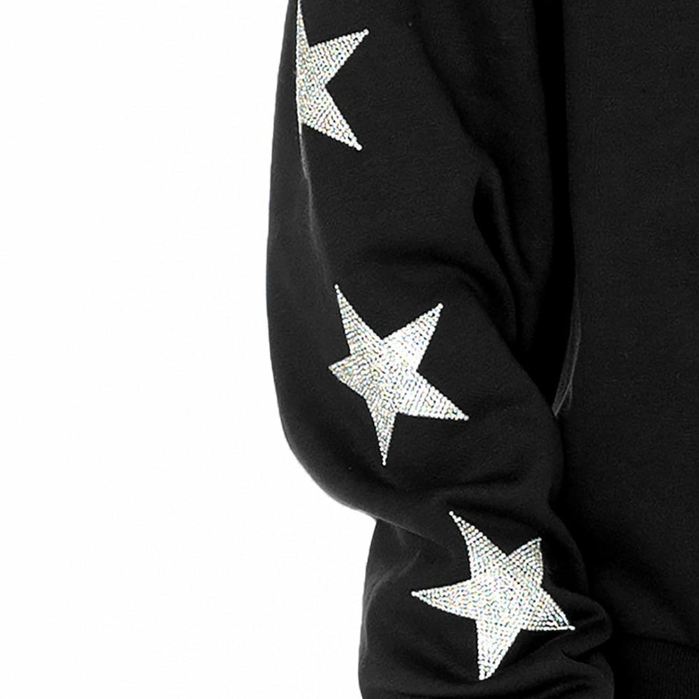 Chicago Bears Gameday Couture Women's Rhinestone Star Sleeve Settle the Score Oversized Tri-Blend Pullover - Black Pullover