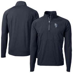 Kansas City Royals Cutter & Buck Adapt Eco Knit Hybrid Recycled Quarter-Zip Pullover Top - Navy Pullover