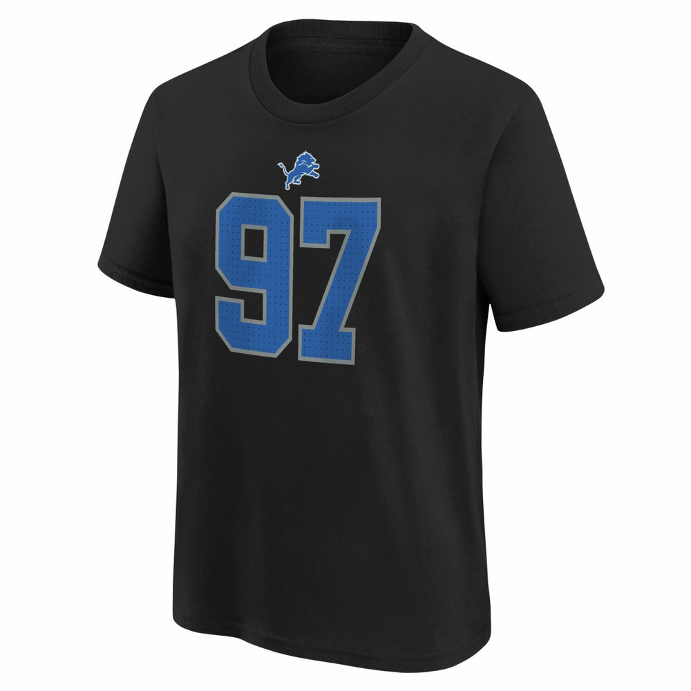 Aidan Hutchinson Detroit Lions Player Name & Number T-Shirt - Black T-shirts