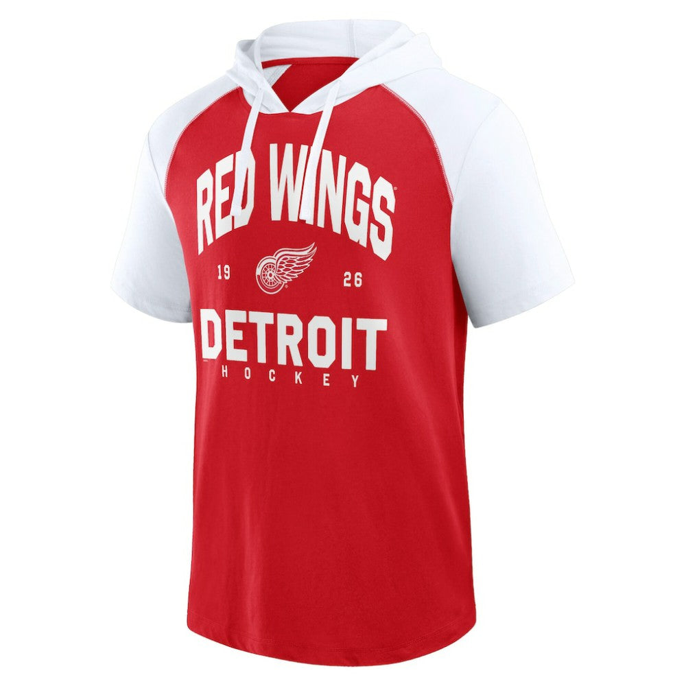 Detroit Red Wings Logo Athletic Prime Raglan Short Sleeve Pullover Hoodie - Red | US 202179725