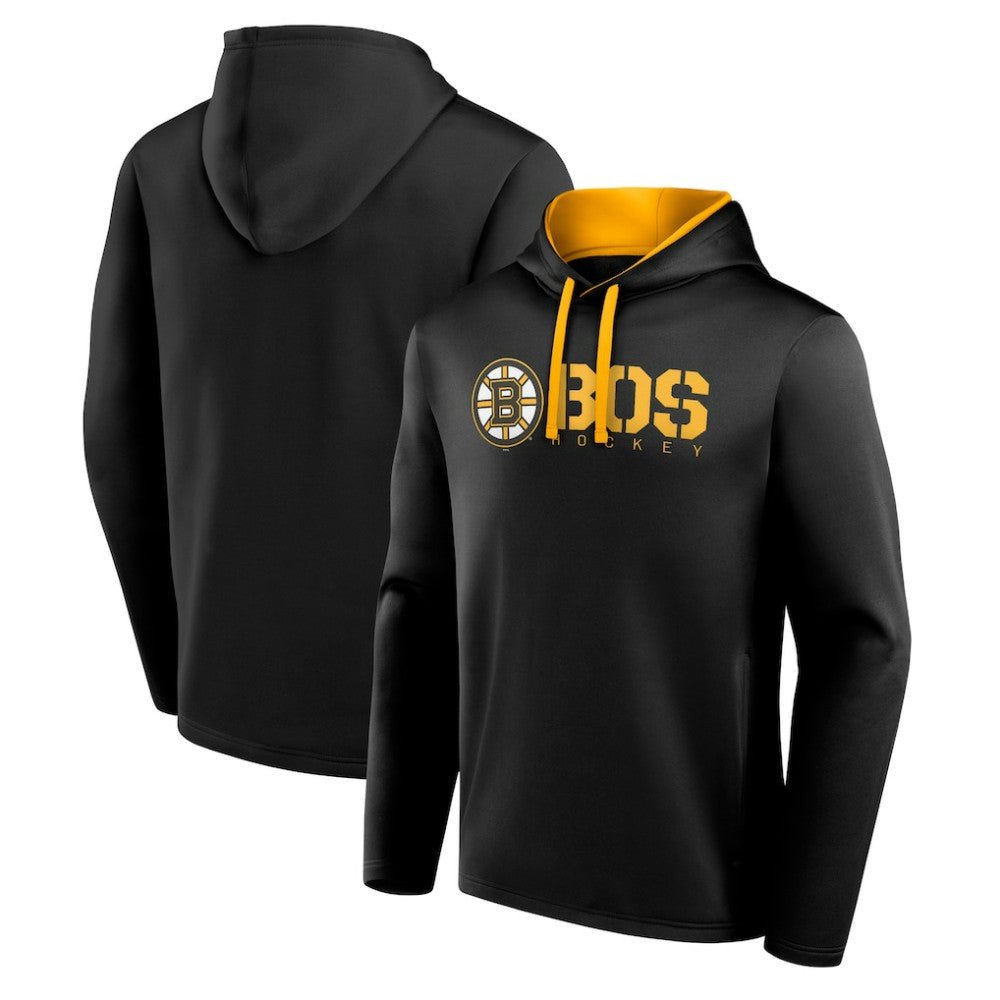 Boston Bruins Logo Athletic Head Start Pullover Hoodie - Black | US 202179756