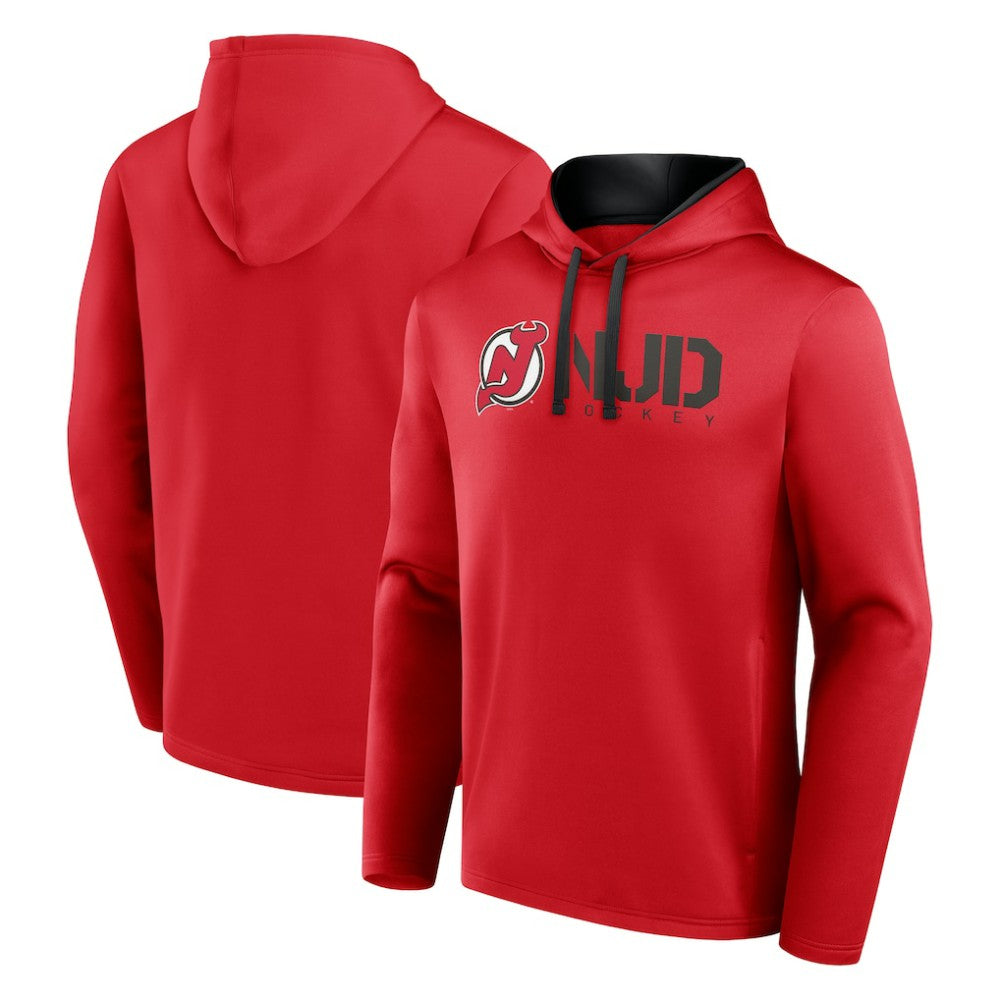 New Jersey Devils Logo Athletic Head Start Pullover Hoodie - Red | US 202179757