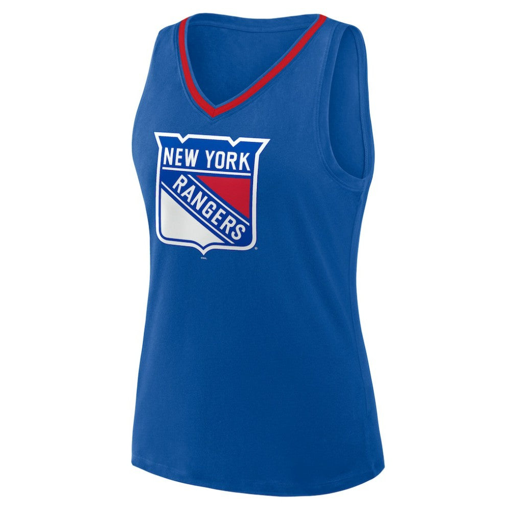 New York Rangers Logo Athletic Women's Stellar Win V-Neck Tank Top - Blue | US 202179767