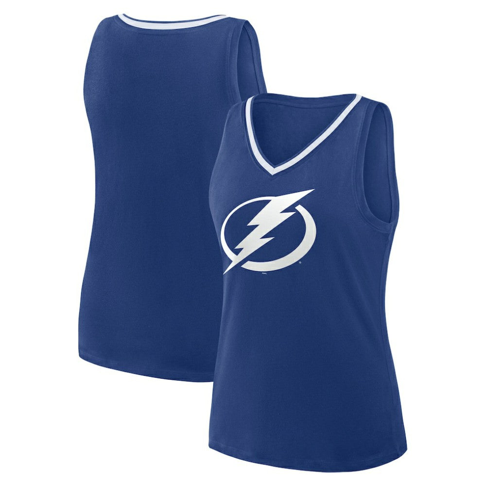 Tampa Bay Lightning Logo Athletic Women's Stellar Win V-Neck Tank Top - Blue | US 202179778