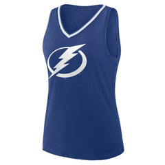 Tampa Bay Lightning Logo Athletic Women's Stellar Win V-Neck Tank Top - Blue | US 202179778