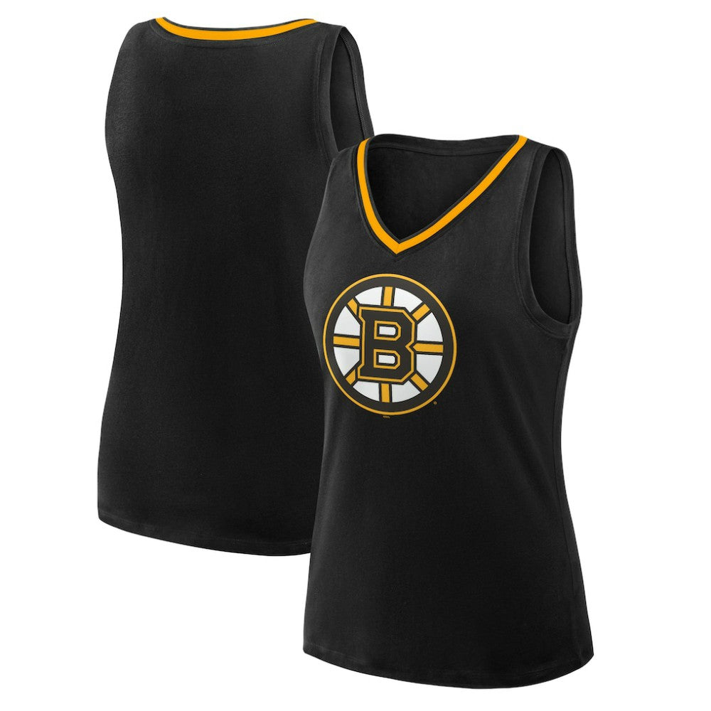 Boston Bruins Logo Athletic Women's Stellar Win V-Neck Tank Top - Black | US 202179785