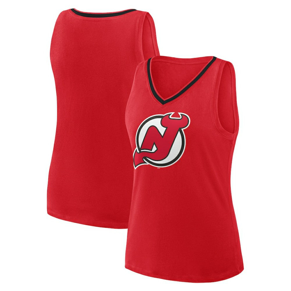 New Jersey Devils Logo Athletic Women's Stellar Win V-Neck Tank Top - Red | US 202179787