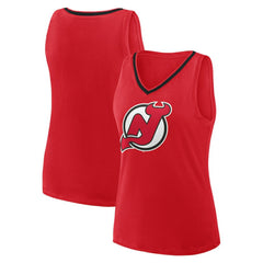 New Jersey Devils Logo Athletic Women's Stellar Win V-Neck Tank Top - Red | US 202179787