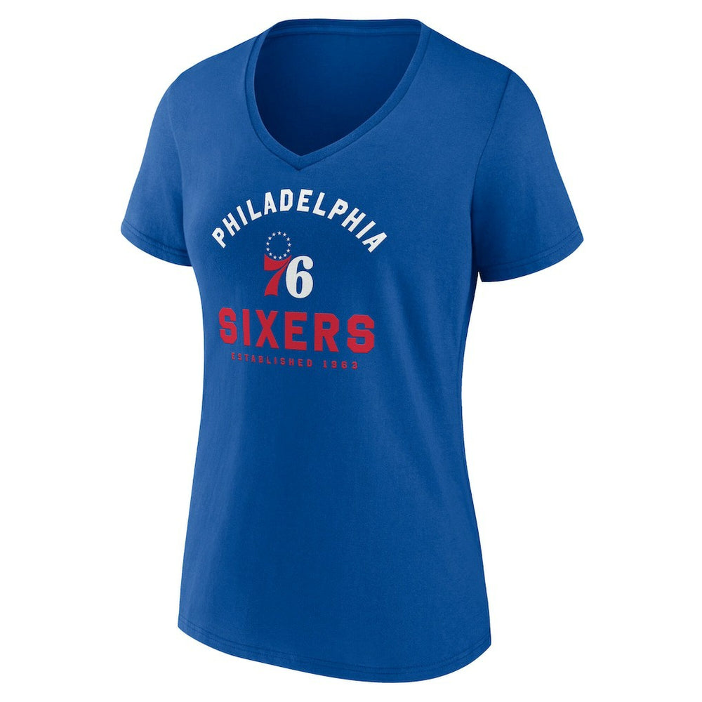 Philadelphia 76ers Logo Athletic Women's Unrivaled V-Neck T-Shirt Royal