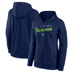 Minnesota Timberwolves Logo Athletic Women's Triumphant V-Neck Pullover Hoodie Navy