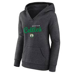 Boston Celtics Logo Athletic Women's Triumphant V-Neck Pullover Hoodie Heather Charcoal
