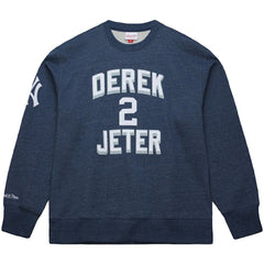 Derek Jeter New York Yankees Mitchell & Ness Legends Collection Vintage Logo Fleece Name & Number Pullover Sweatshirt - Heather Navy Pullover