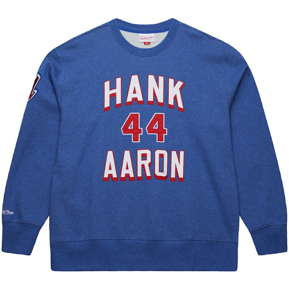 Hank Aaron Atlanta Braves Mitchell & Ness Legends Collection Vintage Logo Fleece Name & Number Pullover Sweatshirt - Royal Pullover