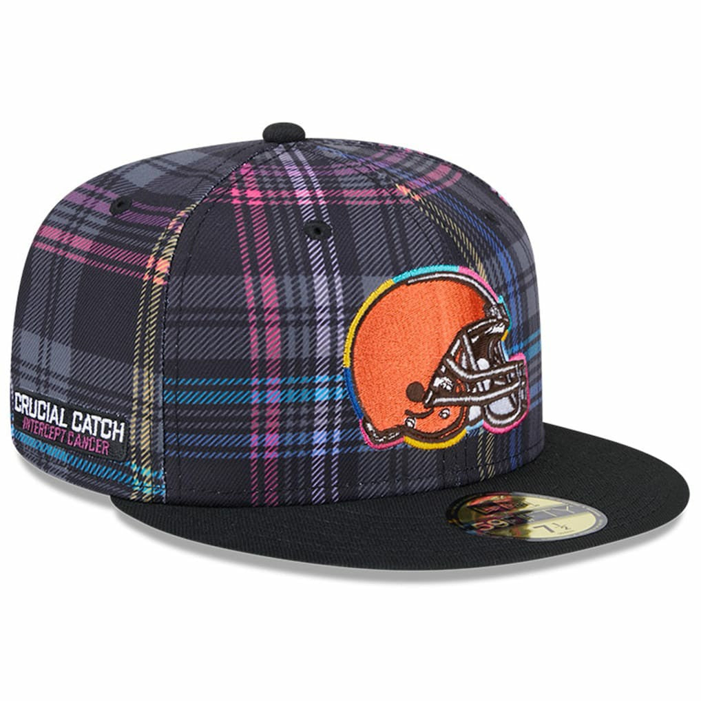 Cleveland Browns New Era 2024 NFL Crucial Catch Plaid 59FIFTY Fitted Hat - Black Hats