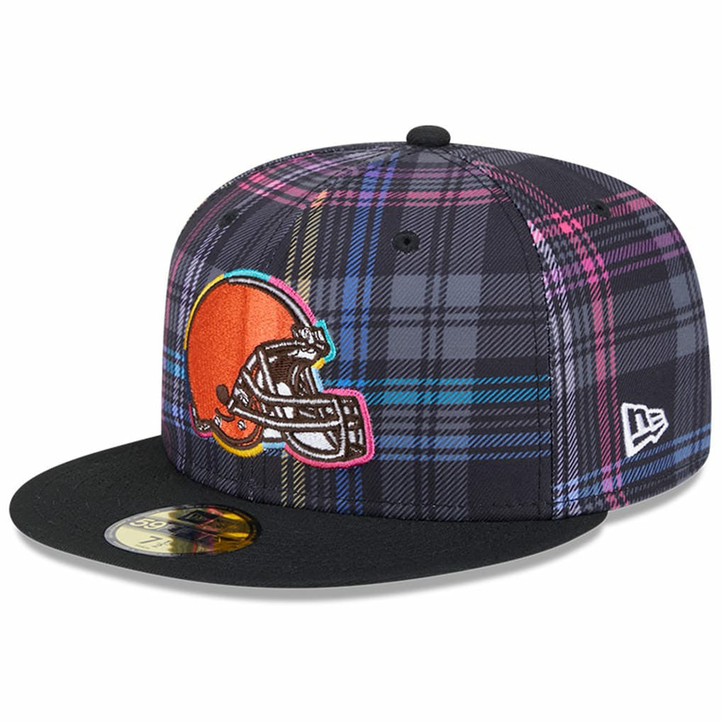 Cleveland Browns New Era 2024 NFL Crucial Catch Plaid 59FIFTY Fitted Hat - Black Hats