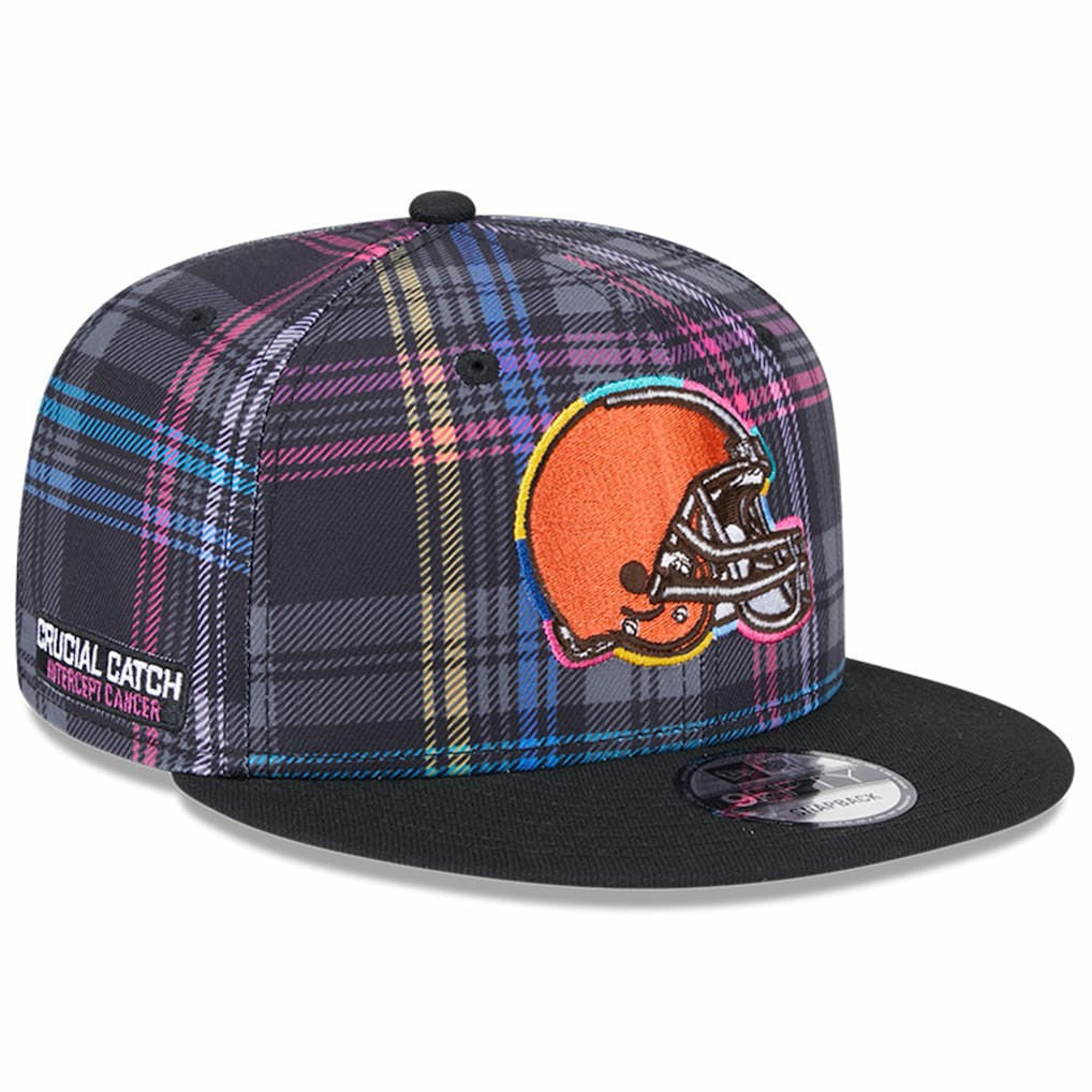 Cleveland Browns New Era 2024 NFL Crucial Catch Plaid 9FIFTY Snapback Hat - Black Hats