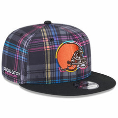 Cleveland Browns New Era 2024 NFL Crucial Catch Plaid 9FIFTY Snapback Hat - Black Hats