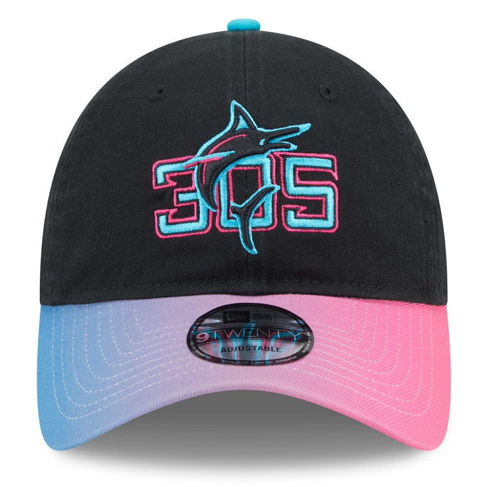 Miami Marlins New Era 2025 City Connect 9TWENTY Adjustable Hat - Black/Pink Hats
