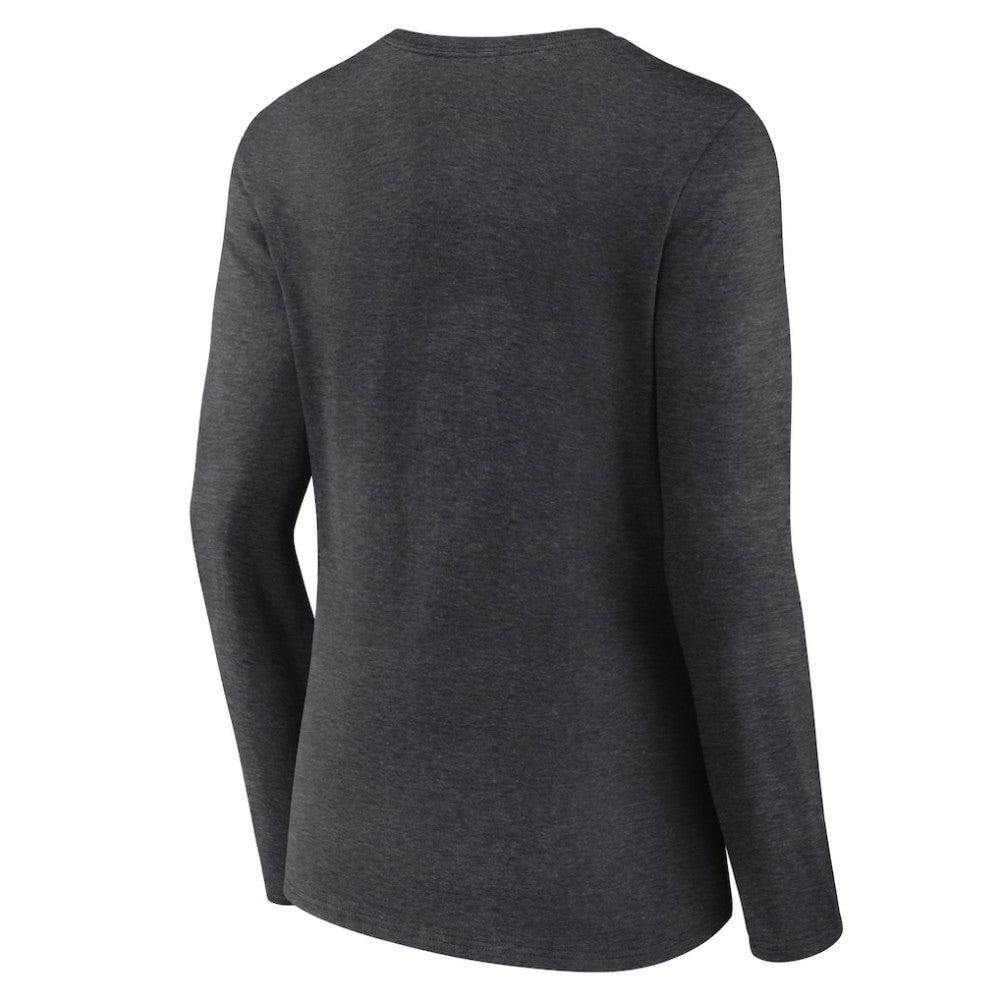 Vegas Golden Knights Women's Primary Logo Long Sleeve V-Neck T-Shirt - Charcoal | US 202183359