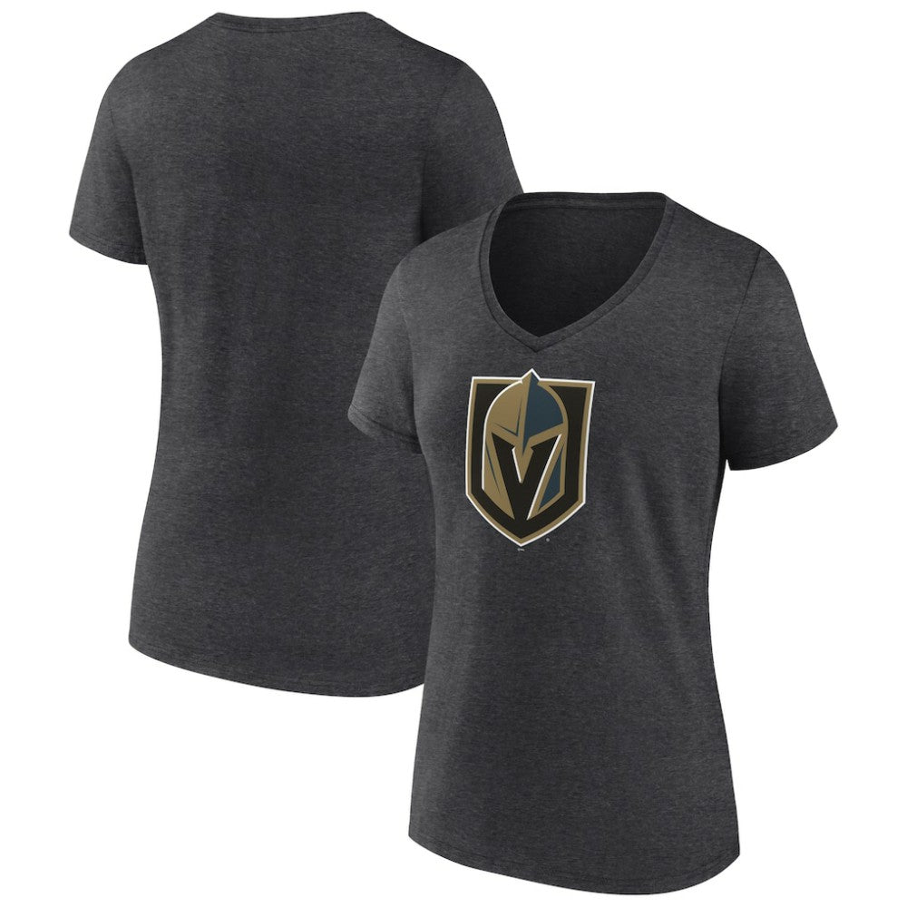 Vegas Golden Knights Women's Primary Logo V-Neck T-Shirt - Charcoal | US 202183361