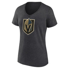 Vegas Golden Knights Women's Primary Logo V-Neck T-Shirt - Charcoal | US 202183361