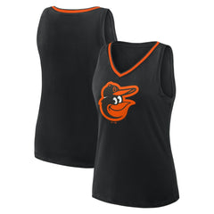 Baltimore Orioles Logo Athletic Women's Stellar Win V-Neck Tank Top - Black Tanks