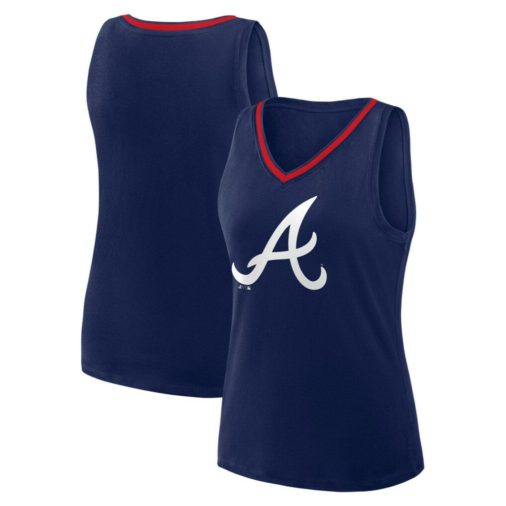 Atlanta Braves Logo Athletic Women's Stellar Win V-Neck Tank Top - Navy Tanks