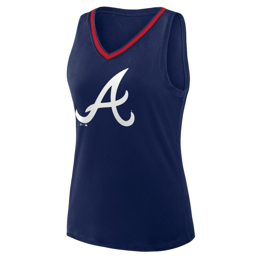 Atlanta Braves Logo Athletic Women's Stellar Win V-Neck Tank Top - Navy Tanks