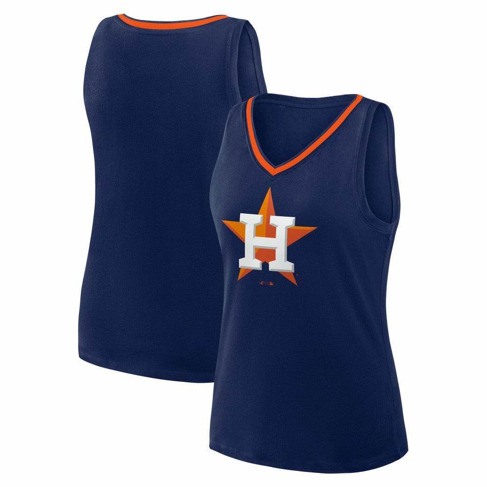 Houston Astros Logo Athletic Women's Stellar Win V-Neck Tank Top - Navy Tanks