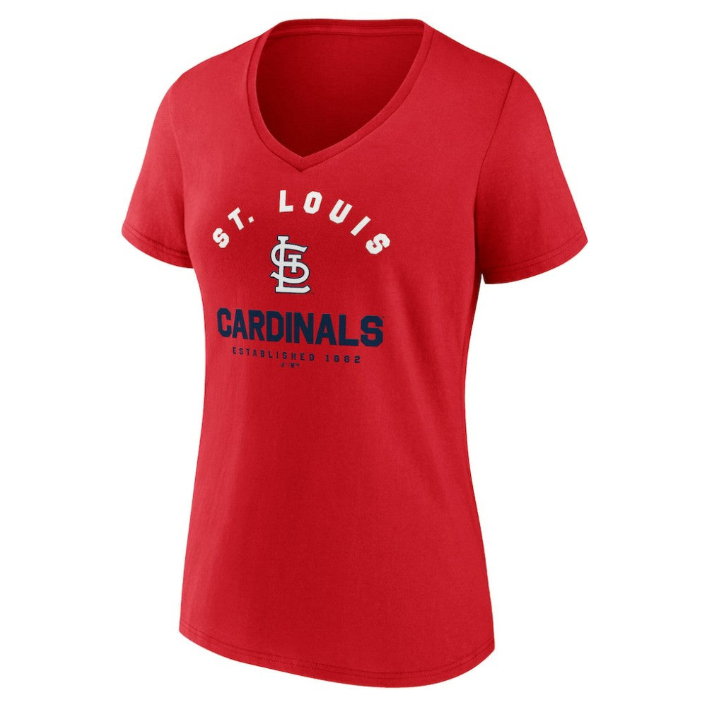 St. Louis Cardinals Logo Athletic Women's Unrivaled V-Neck T-Shirt - Red T-shirts