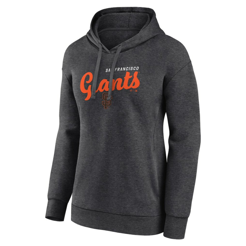San Francisco Giants Logo Athletic Women's Logo Triumphant V-Neck Pullover Hoodie - Heather Charcoal Hoodies