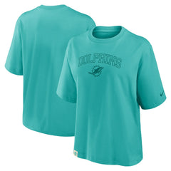 Miami Dolphins Women's Glory Arch Boxy T-Shirt - Aqua T-shirts