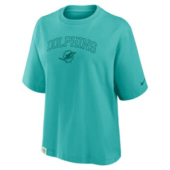 Miami Dolphins Women's Glory Arch Boxy T-Shirt - Aqua T-shirts