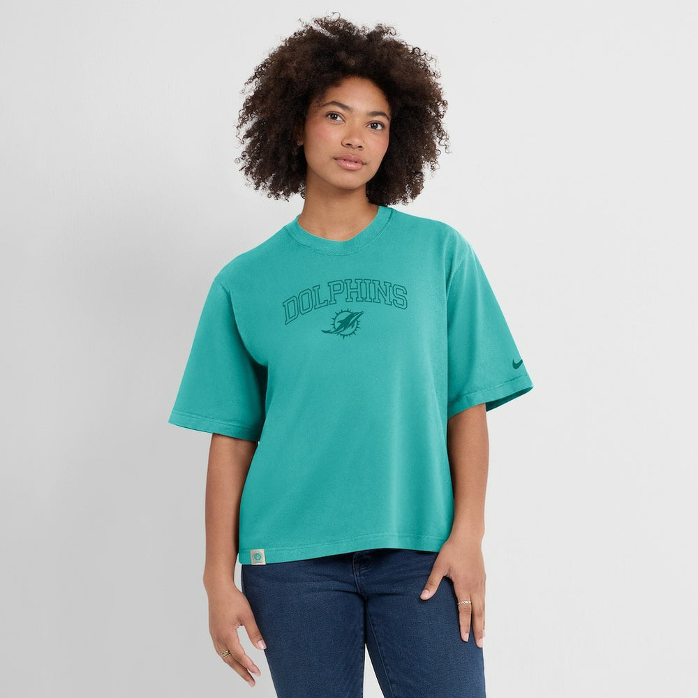 Miami Dolphins Women's Glory Arch Boxy T-Shirt - Aqua T-shirts