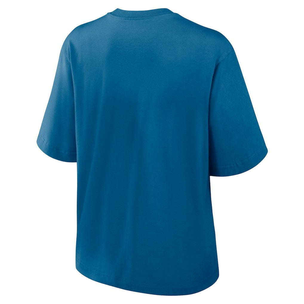 New England Patriots Women's Glory Arch Boxy T-Shirt - Blue T-shirts