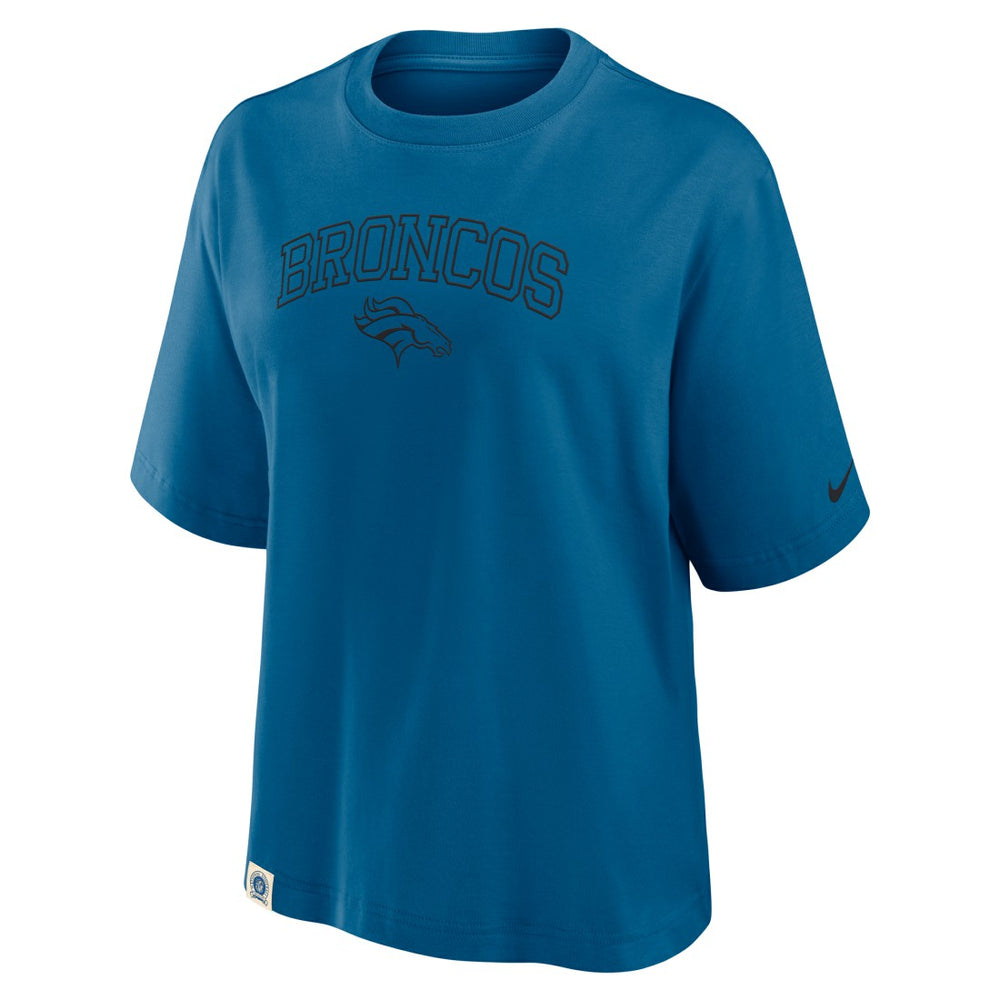 Denver Broncos Women's Glory Arch Boxy T-Shirt - Blue T-shirts