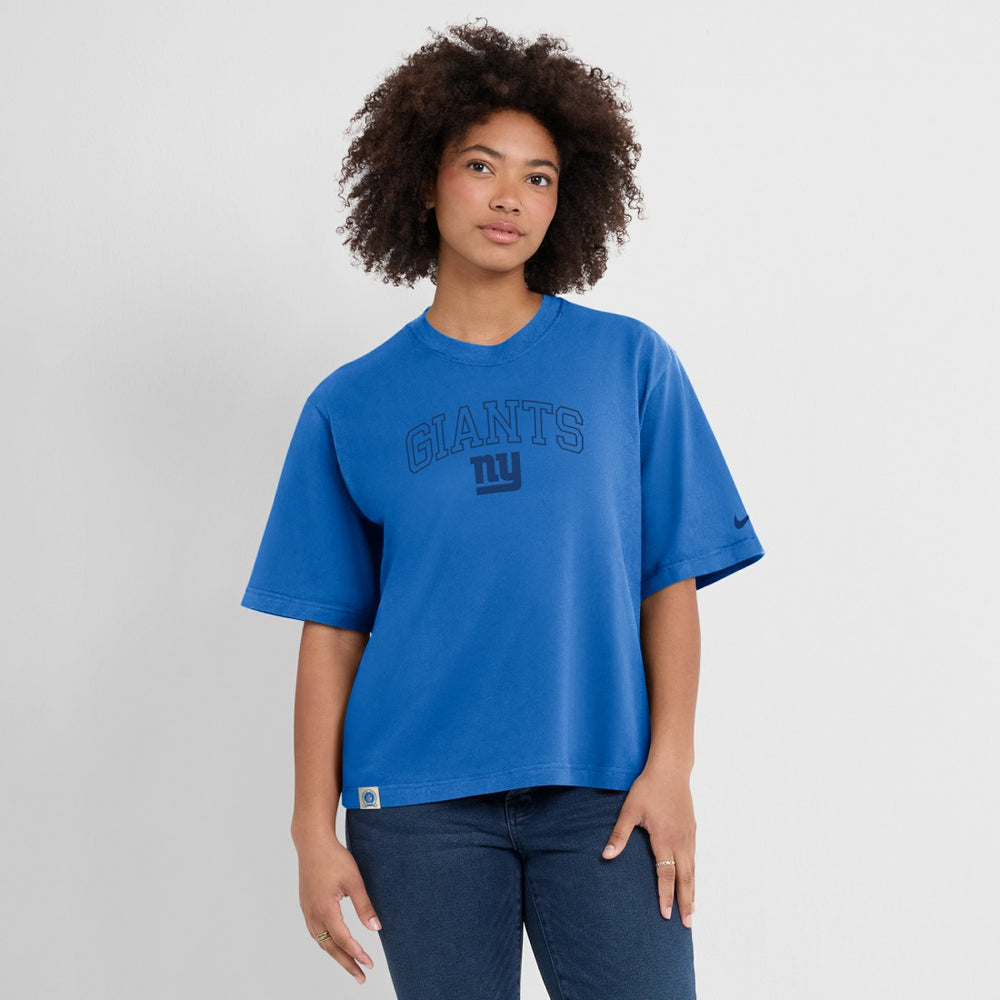 New York Giants Women's Glory Arch Boxy T-Shirt - Royal T-shirts