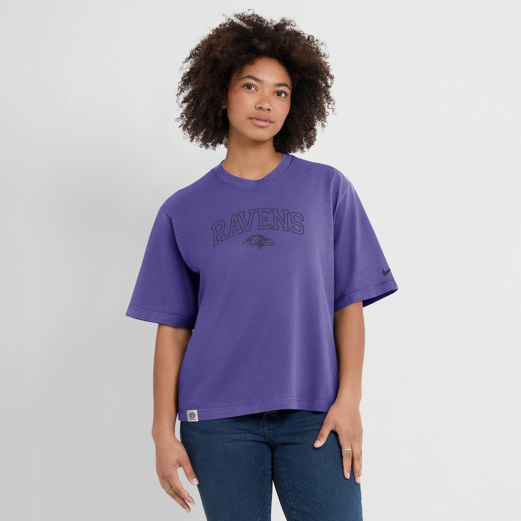 Baltimore Ravens Women's Glory Arch Boxy T-Shirt - Purple T-shirts