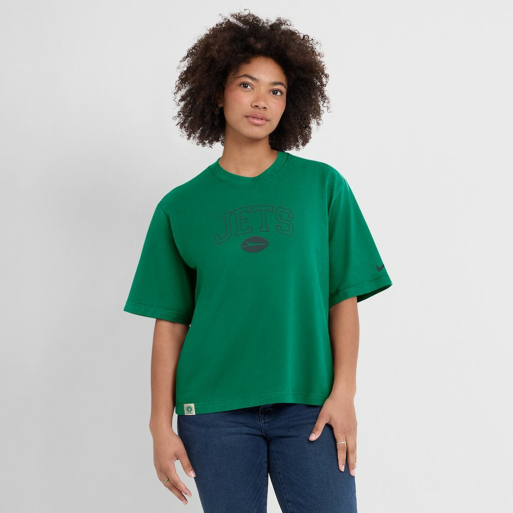 New York Jets Women's Glory Arch Boxy T-Shirt - Green T-shirts