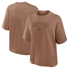 Cleveland Browns Women's Glory Arch Boxy T-Shirt - Brown T-shirts