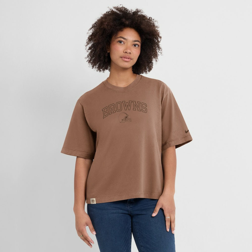 Cleveland Browns Women's Glory Arch Boxy T-Shirt - Brown T-shirts