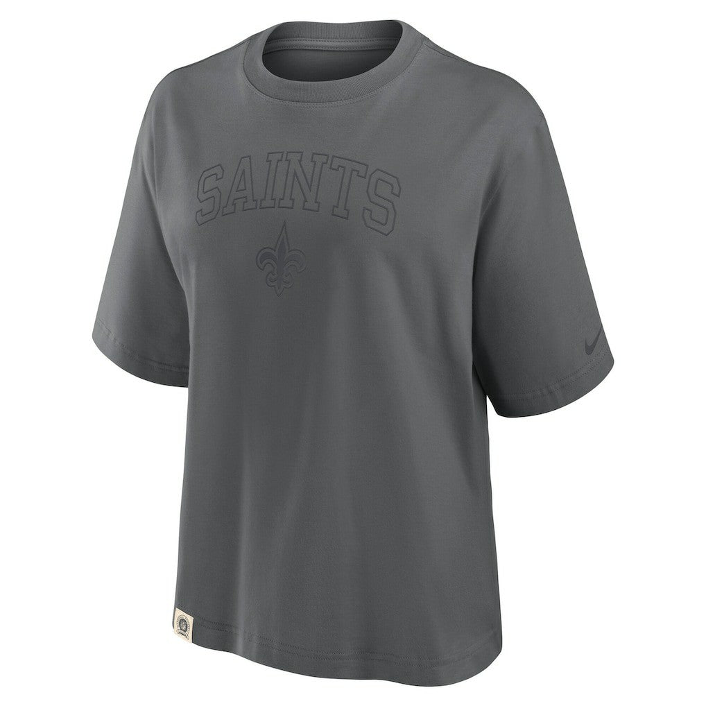 New Orleans Saints Women's Glory Arch Boxy T-Shirt - Charcoal T-shirts