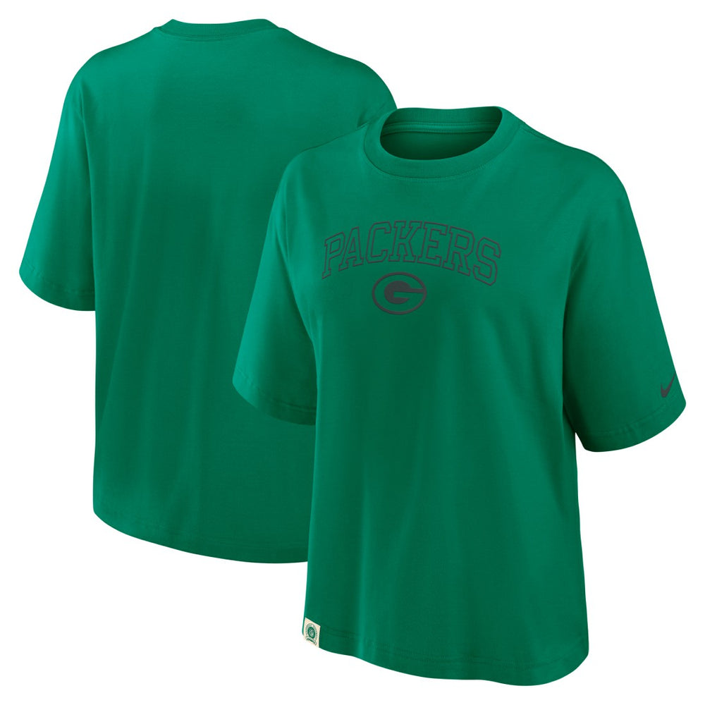 Green Bay Packers Women's Glory Arch Boxy T-Shirt - Green T-shirts
