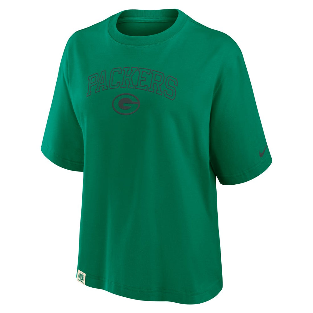 Green Bay Packers Women's Glory Arch Boxy T-Shirt - Green T-shirts