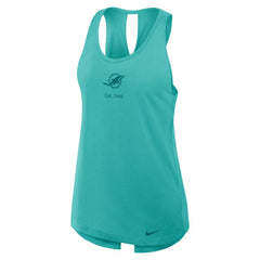 Miami Dolphins Women's Glory Open-Back Crisscross Dri-FIT Tank Top - Aqua Tops