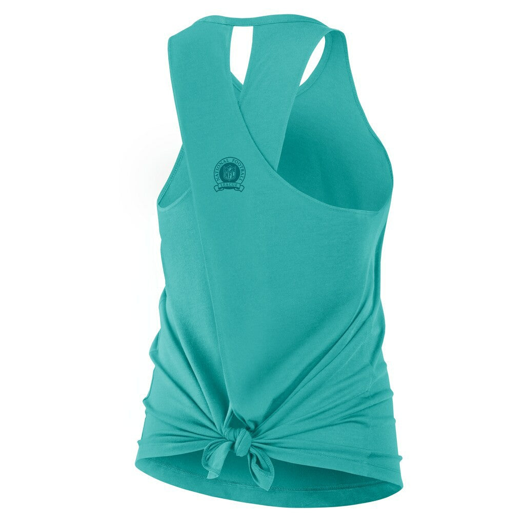 Miami Dolphins Women's Glory Open-Back Crisscross Dri-FIT Tank Top - Aqua Tops